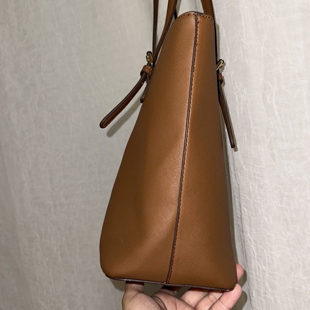 AK Camel Brown Faux Leather Tote Purse Bag - Picture 3 of 11